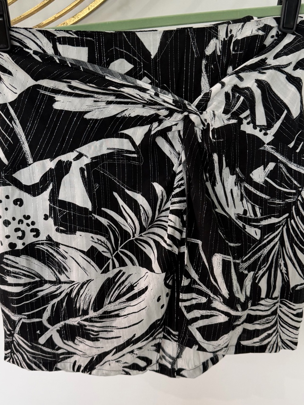 Black & White Tropical Print Mini Skirt
